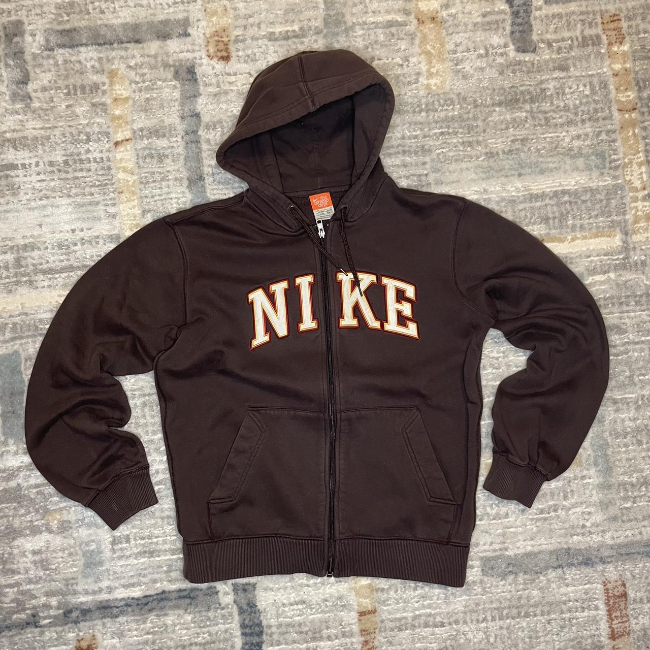 y2k nike zip up hoodie size medium measures... - Depop