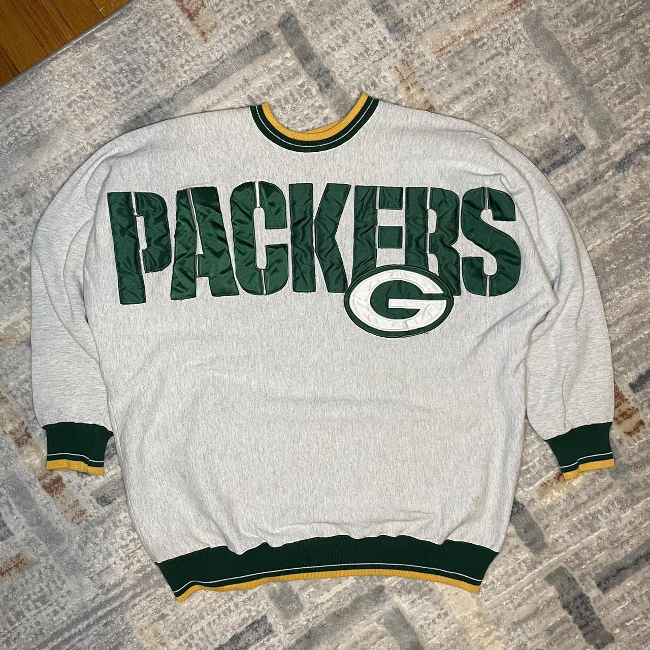 vintage green bay packers spellout crewneck tagged... - Depop