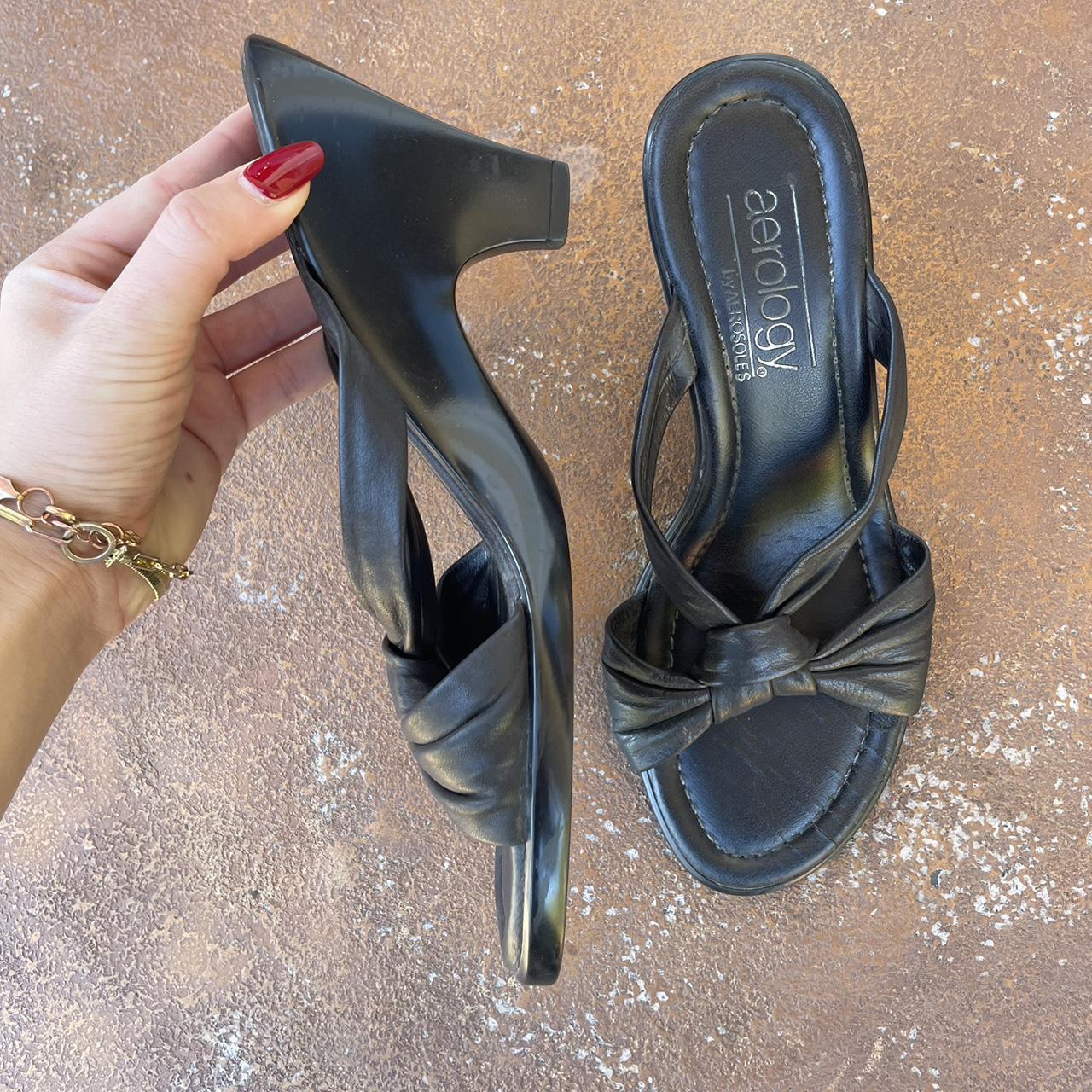 Aerology Y2K black sandal heels sz 7.5 Depop