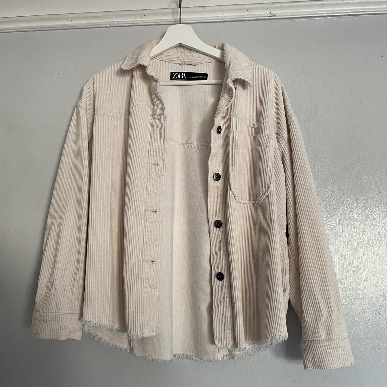 cream cord jacket from zara SIZE S x #jacket #zara - Depop