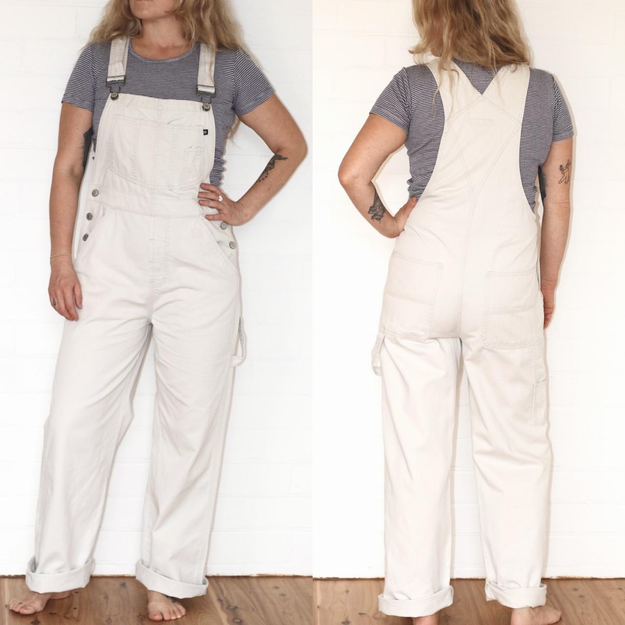 Women's Cream Dungareesoveralls Depop