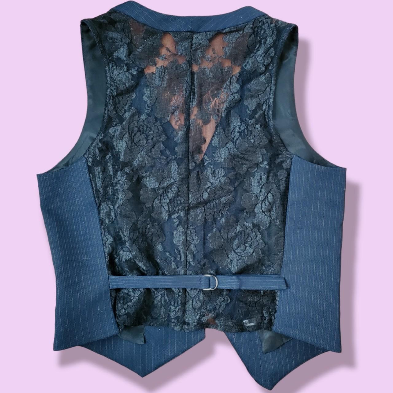 Express Women's Navy and Black Waistcoatsvests Depop