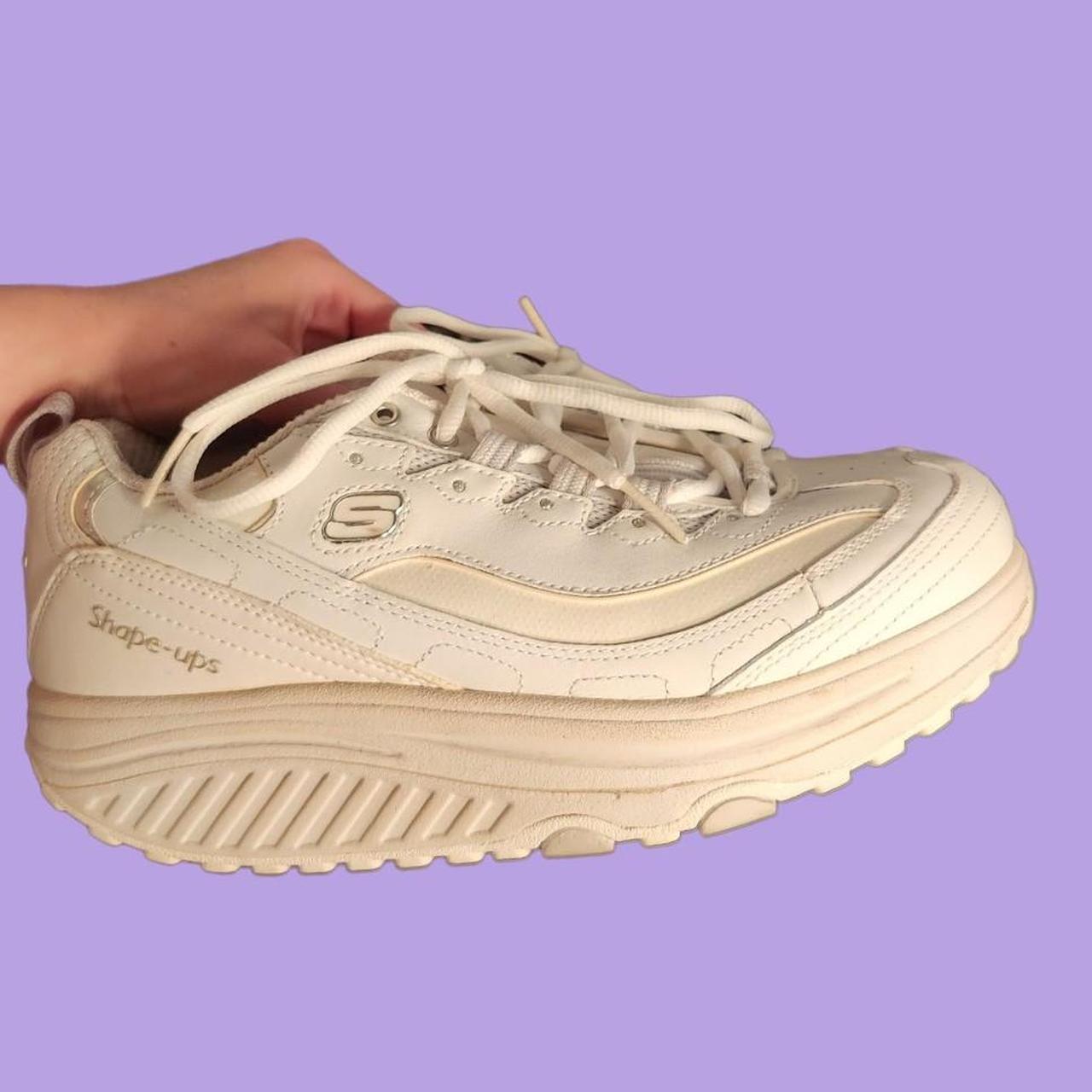 Y2k chunky platform skechers sneakers !! White Shape... - Depop