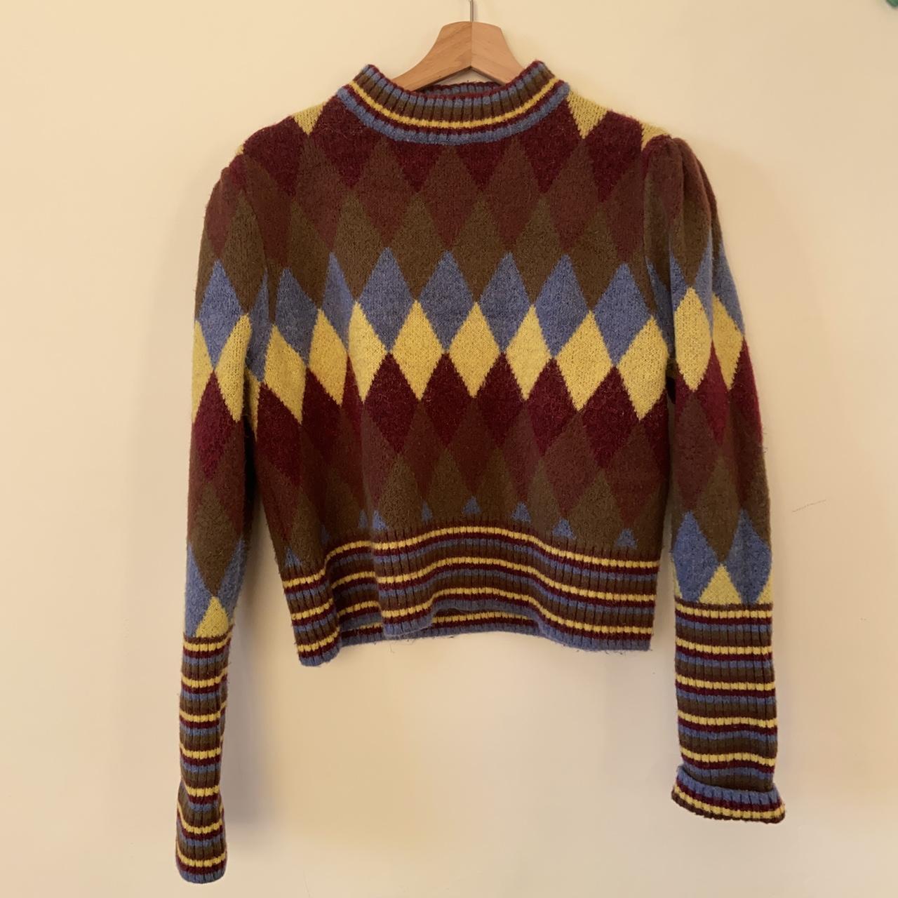 Zara diamond / jester / stripe pattern jumper.... - Depop