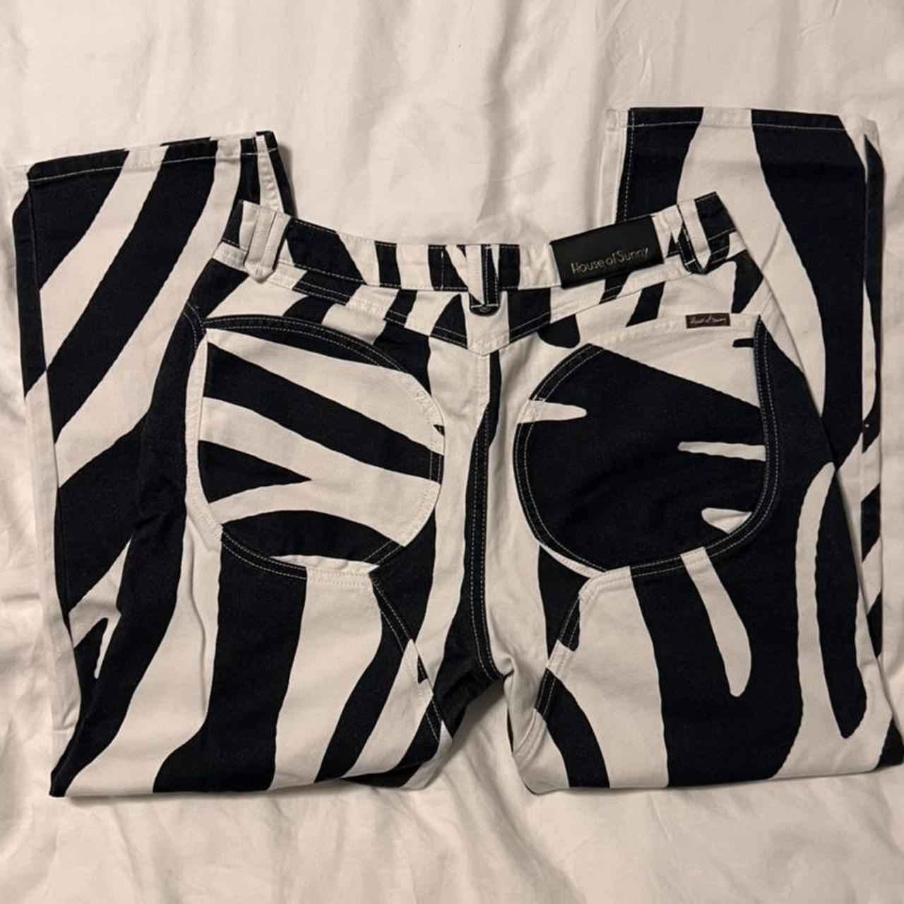 HOUSE OF SUNNY ZEBRA PANTS Size 8 waist flat... Depop