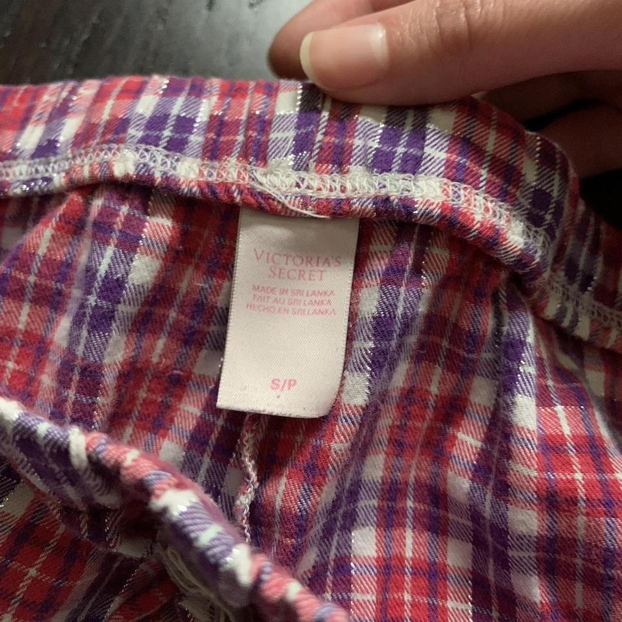 Pink, purple, and white plaid low rise pajama pants... - Depop