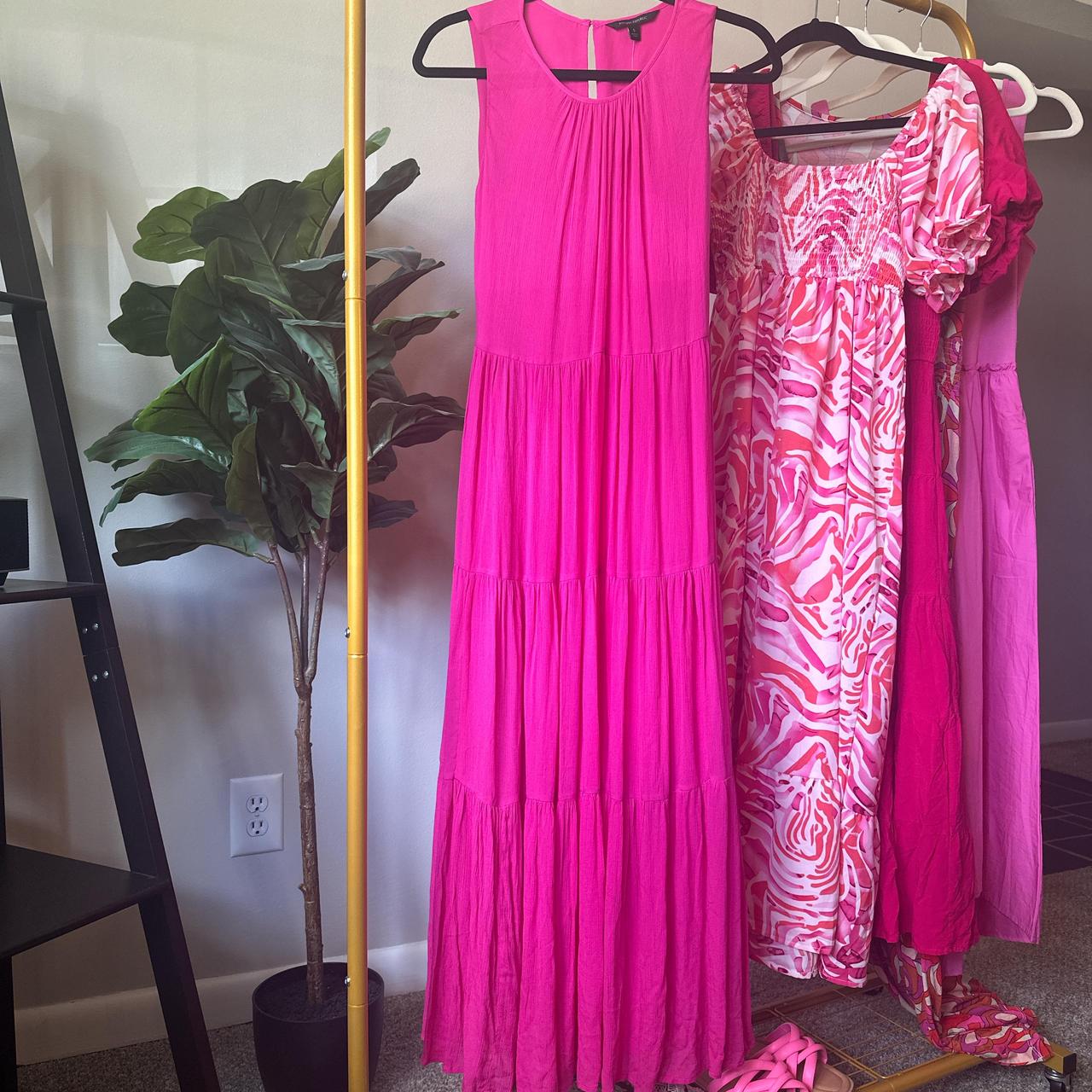NWT Banana Republic Hot pink tiered maxi dress Depop