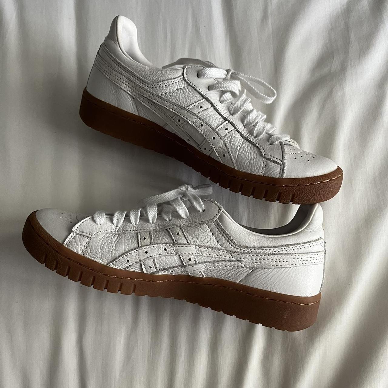 white leather asics