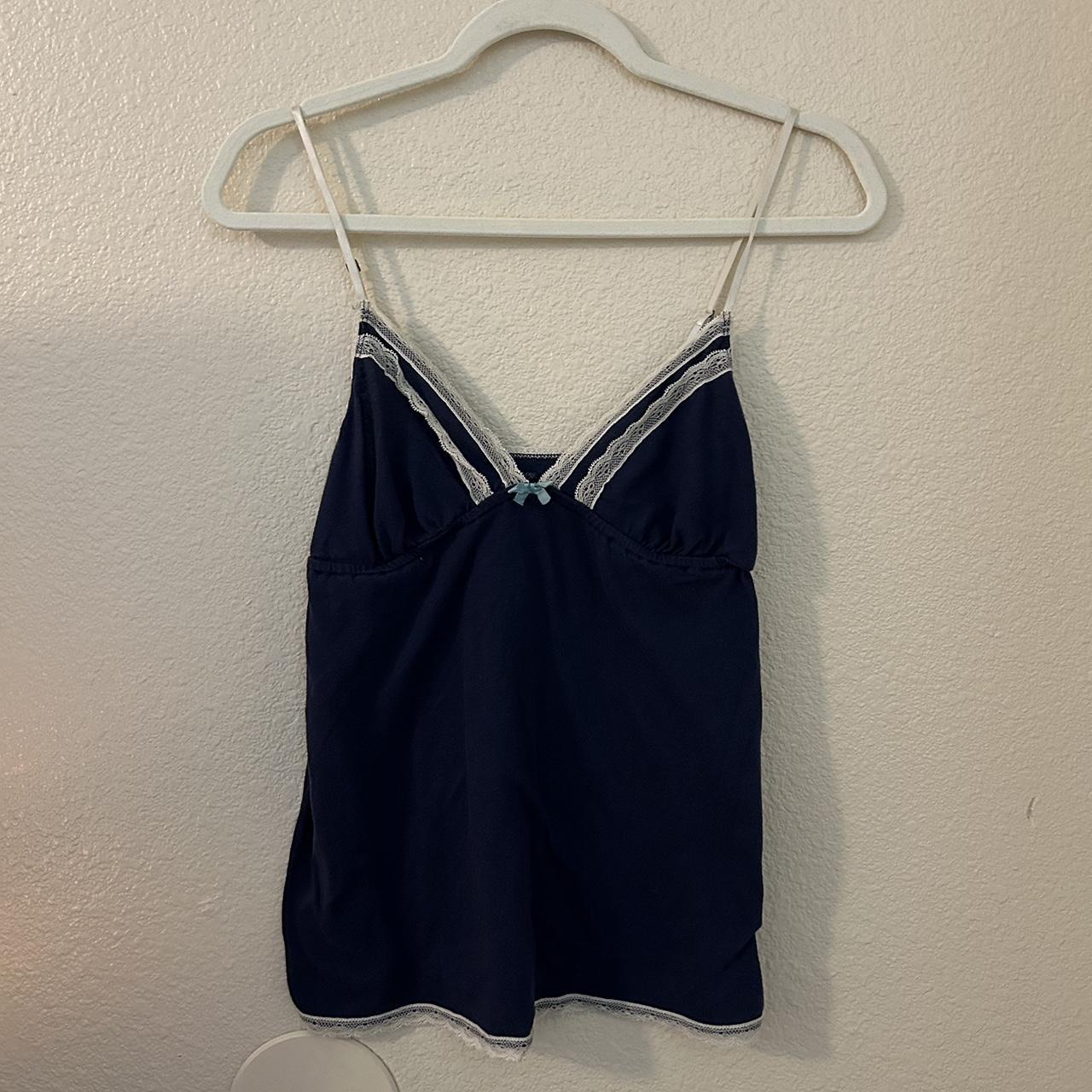 navy blue baby doll style top from gilligan size: S... - Depop