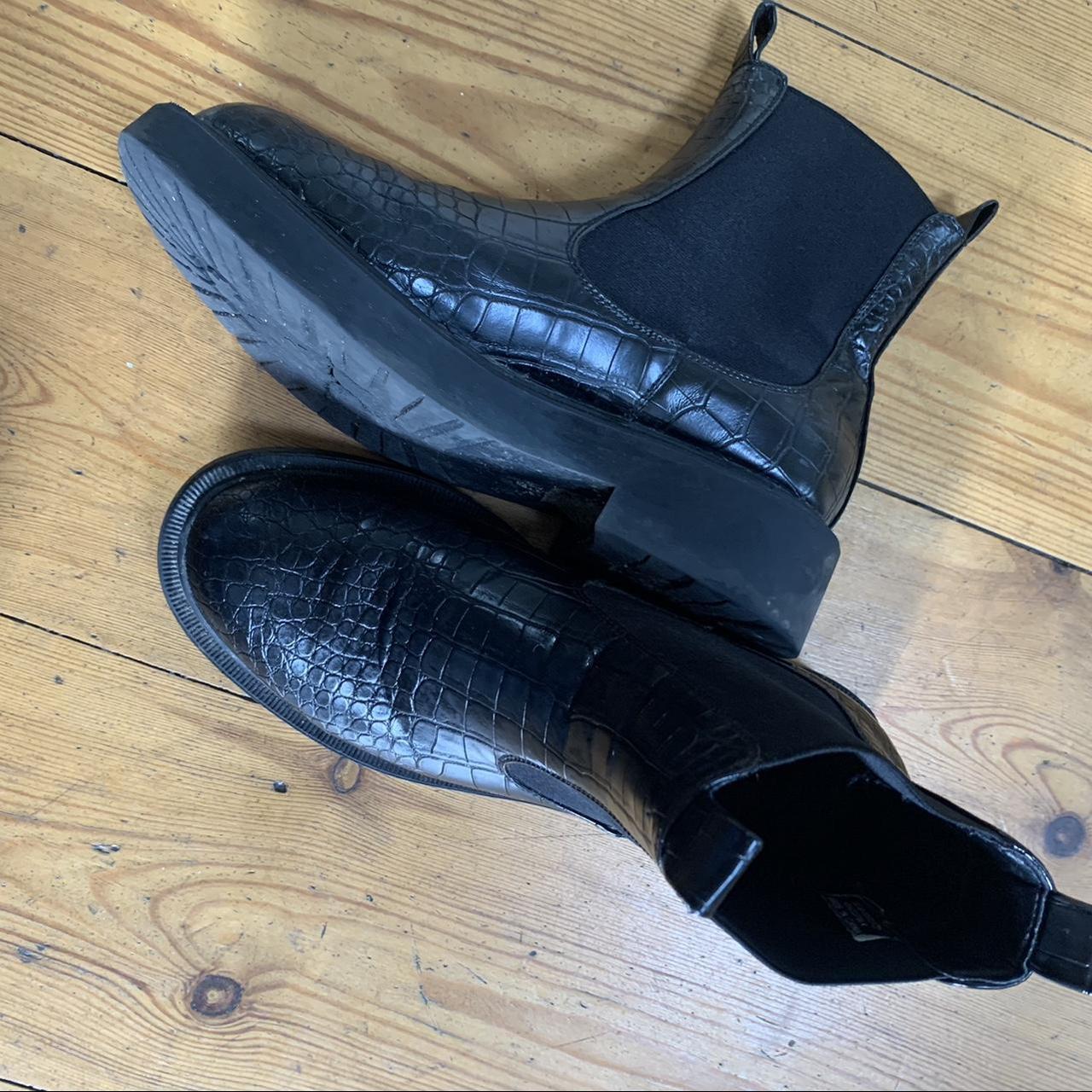 snakeskin chunky boots