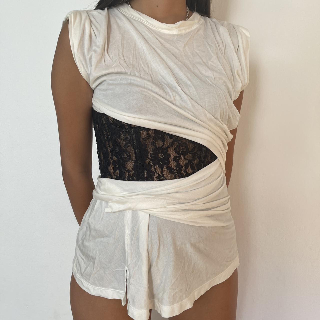 Brand new Alexander Wang T-shirt / with lace bustier... - Depop