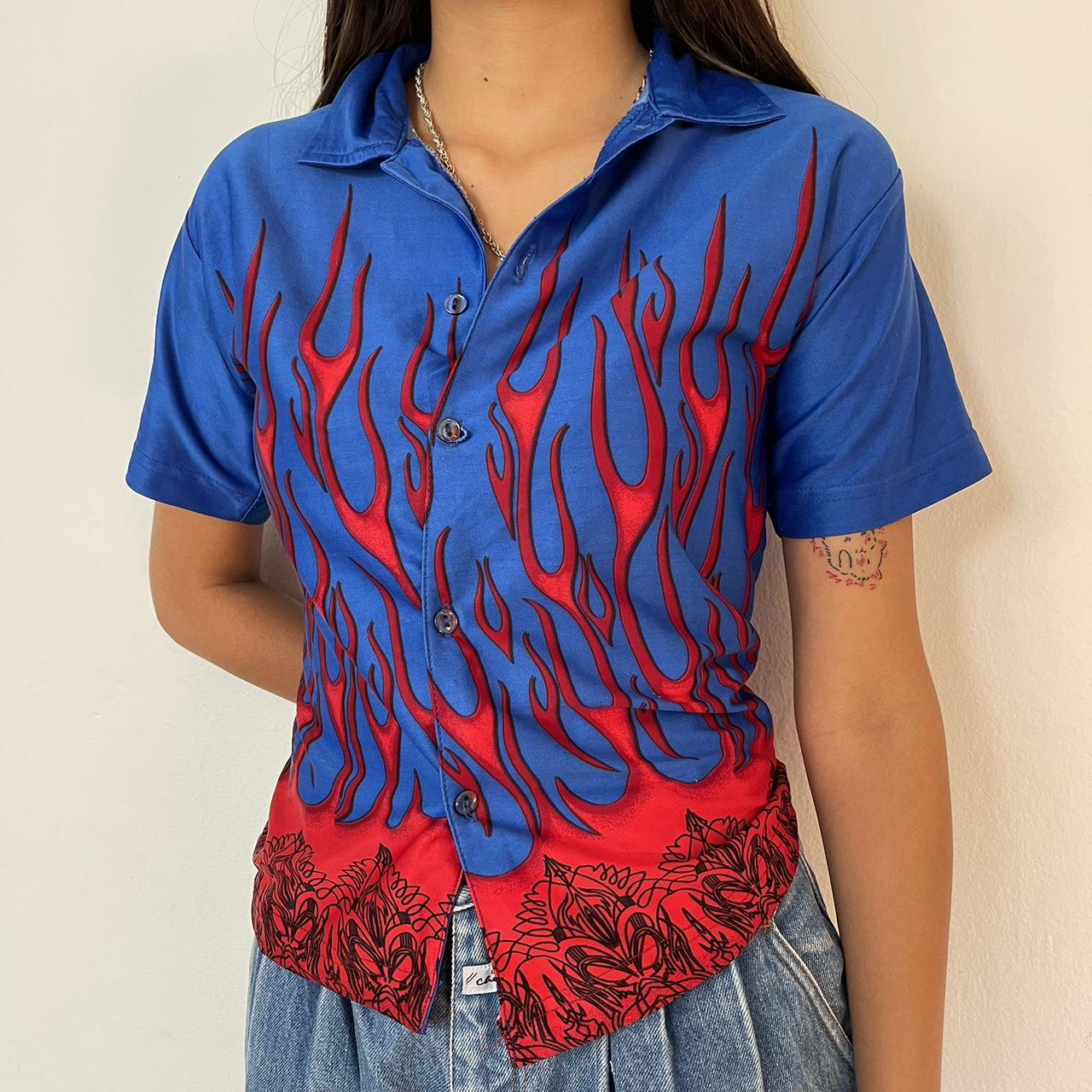 90's No boundaries fire shirt /tribal Y2k shirt Tag - Depop