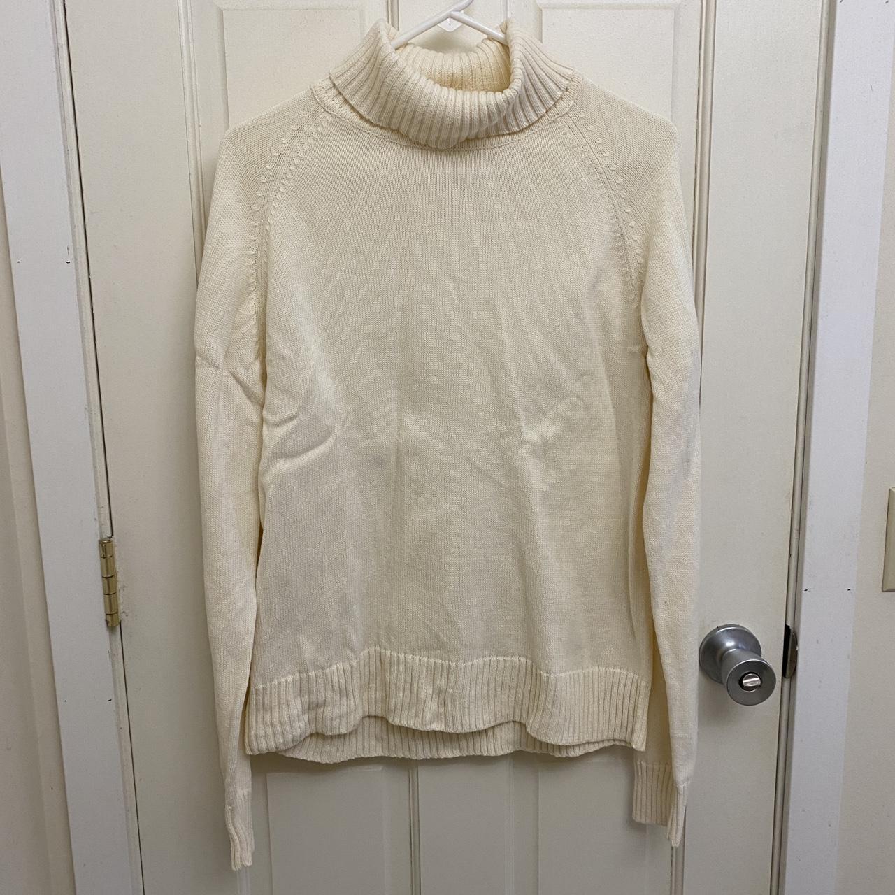 white/cream knit turtleneck sweater! fits like a... - Depop