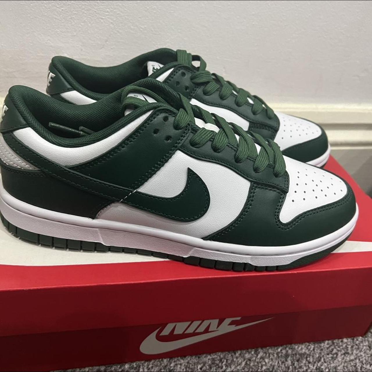 NIKE DUNK LOW White and green brand new with box Uk... - Depop