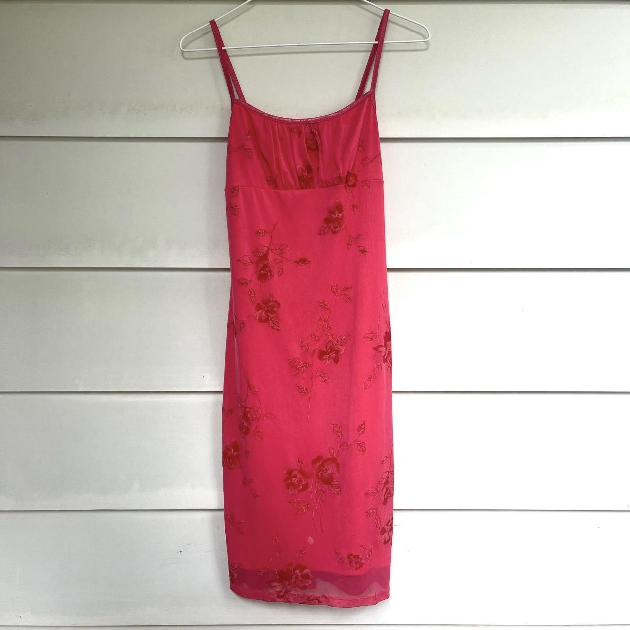 Hot pink floral dress - Depop