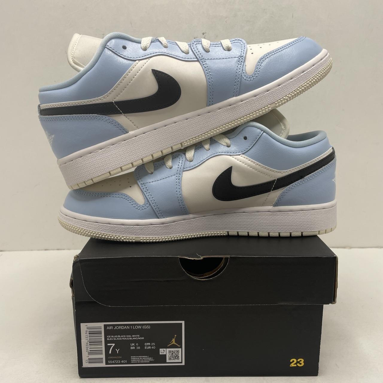 Nike Air Jordan 1 Low Ice Blue Black White UNC Shoes 554723-401