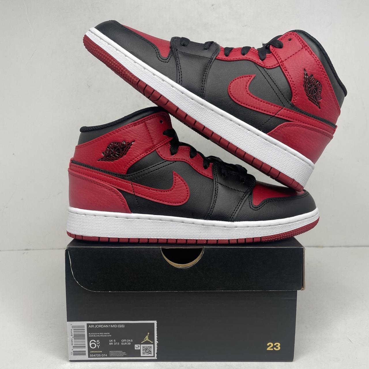 Nike Air Jordan 1 Retro Mid GS “Banned/Bred” 2022... - Depop