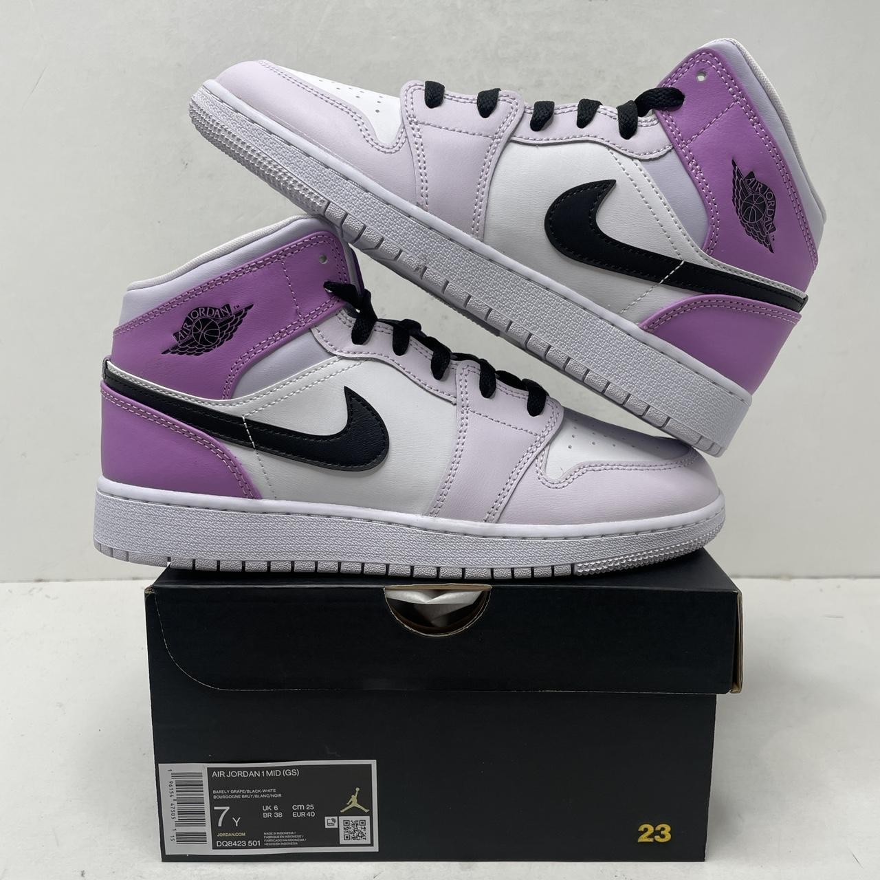 Nike Air Jordan 1 Retro Mid GS “Barely Grape/Lilac”... - Depop