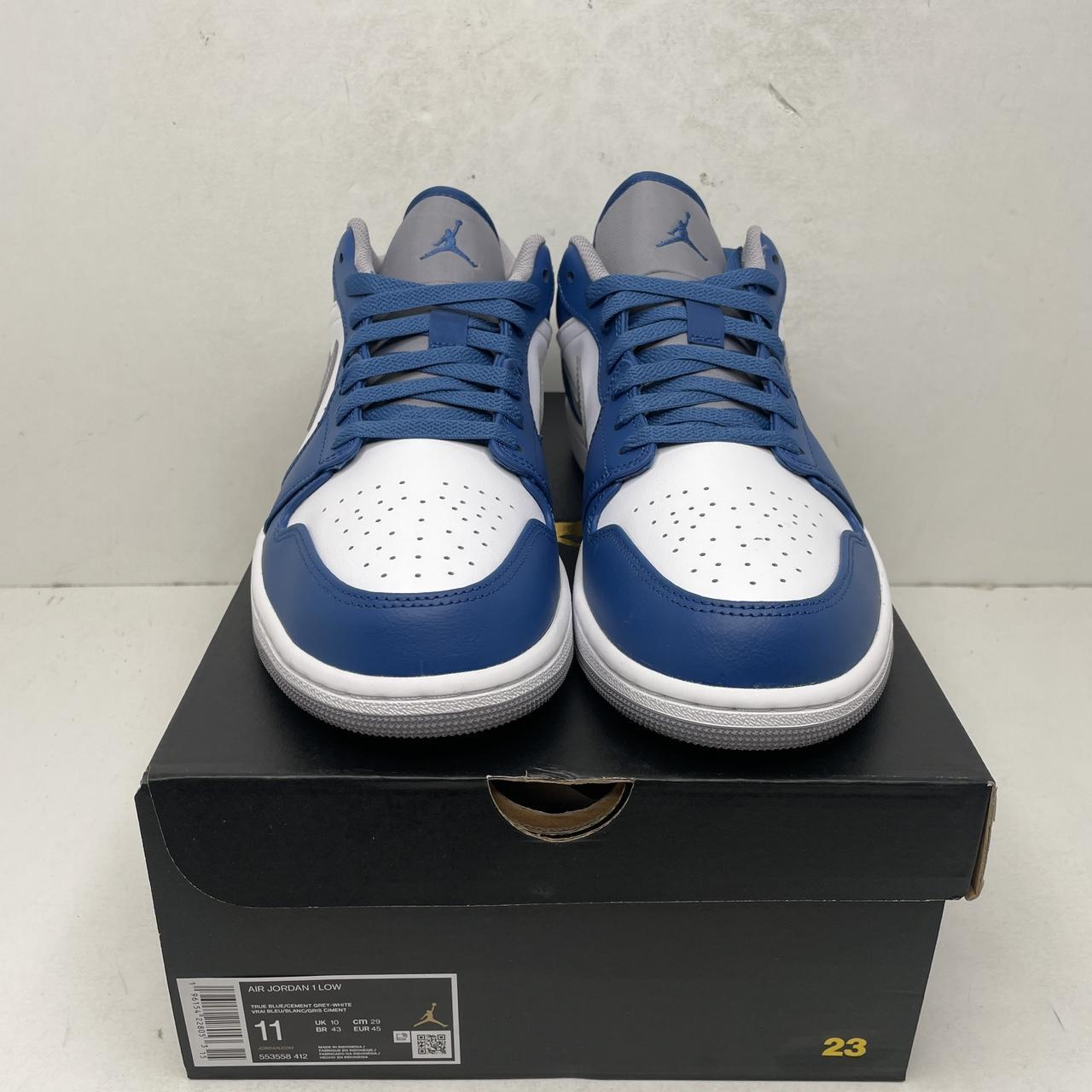 Nike Air Jordan 1 Low True Blue Grey White Shoes Men 553558-412