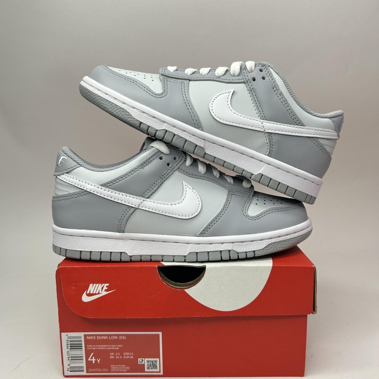 Nike Dunk Low GS “Two-Tone/Wolf Grey Pure Platinum”... - Depop