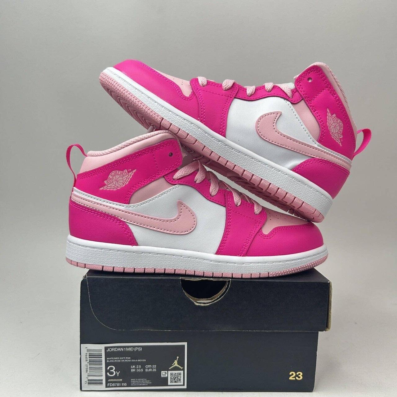 Nike Shoes Air Jordan 1 Mid GS “Fierce Pink/Barbie”... - Depop