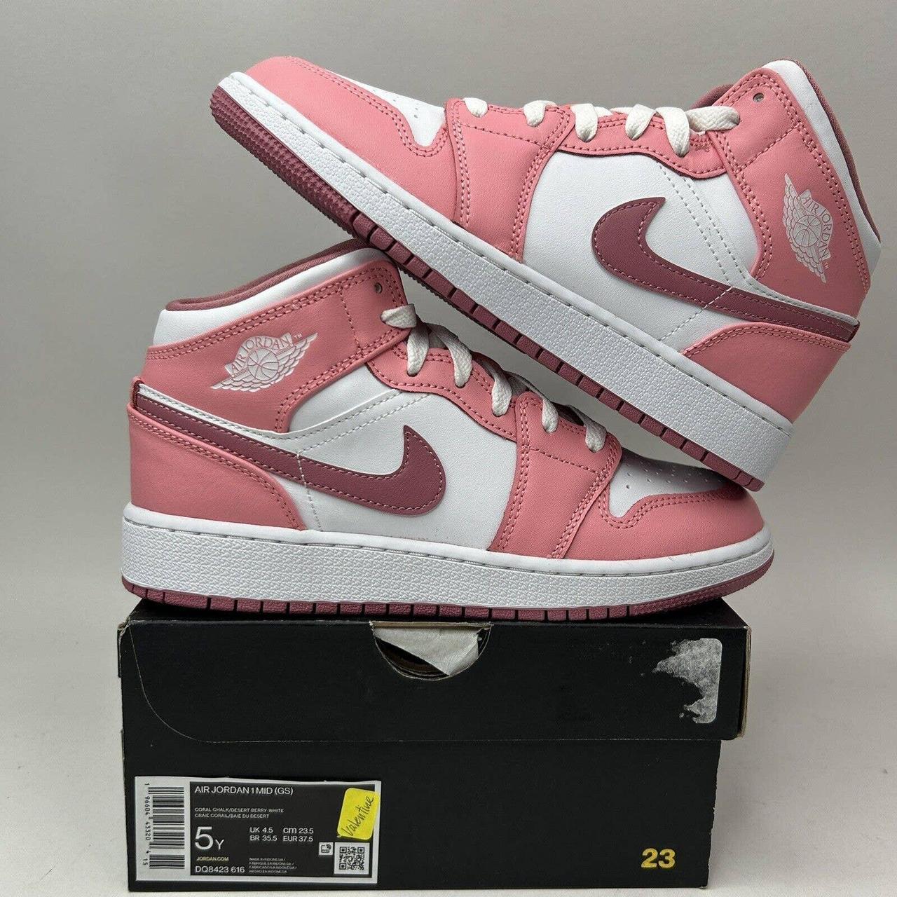 Nike Shoes Air Jordan 1 Retro Mid GS “Valentines... - Depop