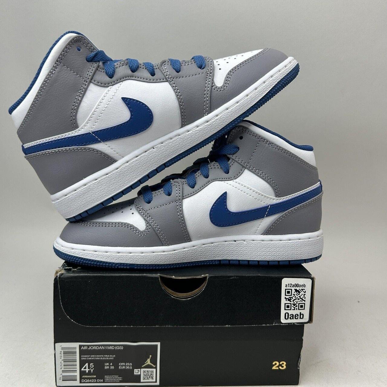Nike Shoes Air Jordan 1 Retro Mid “True Blue/Cement... - Depop