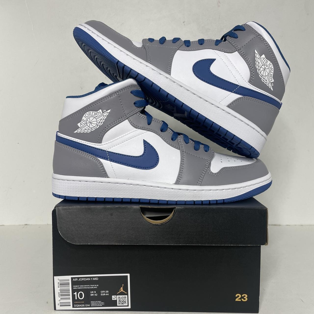 Nike Air Jordan 1 Retro Mid “Stealth/True Blue” 2023... - Depop