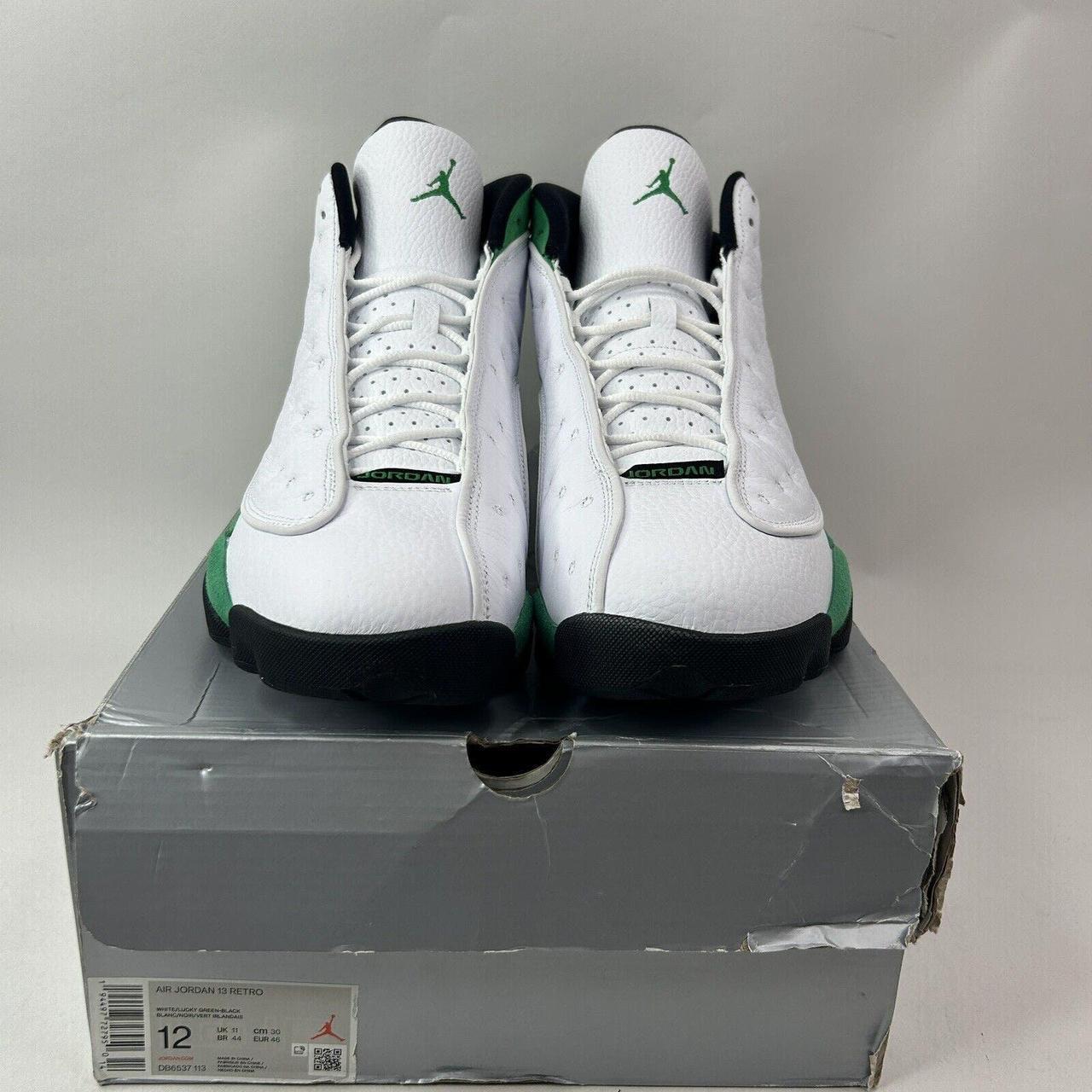 white lucky green black jordan 13