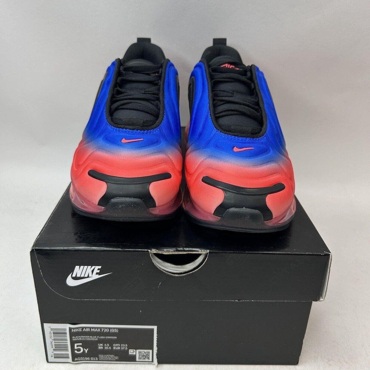 Nike Air Max 720 GS Black Racer Blue Crimson Red Shoes sz store 5Y