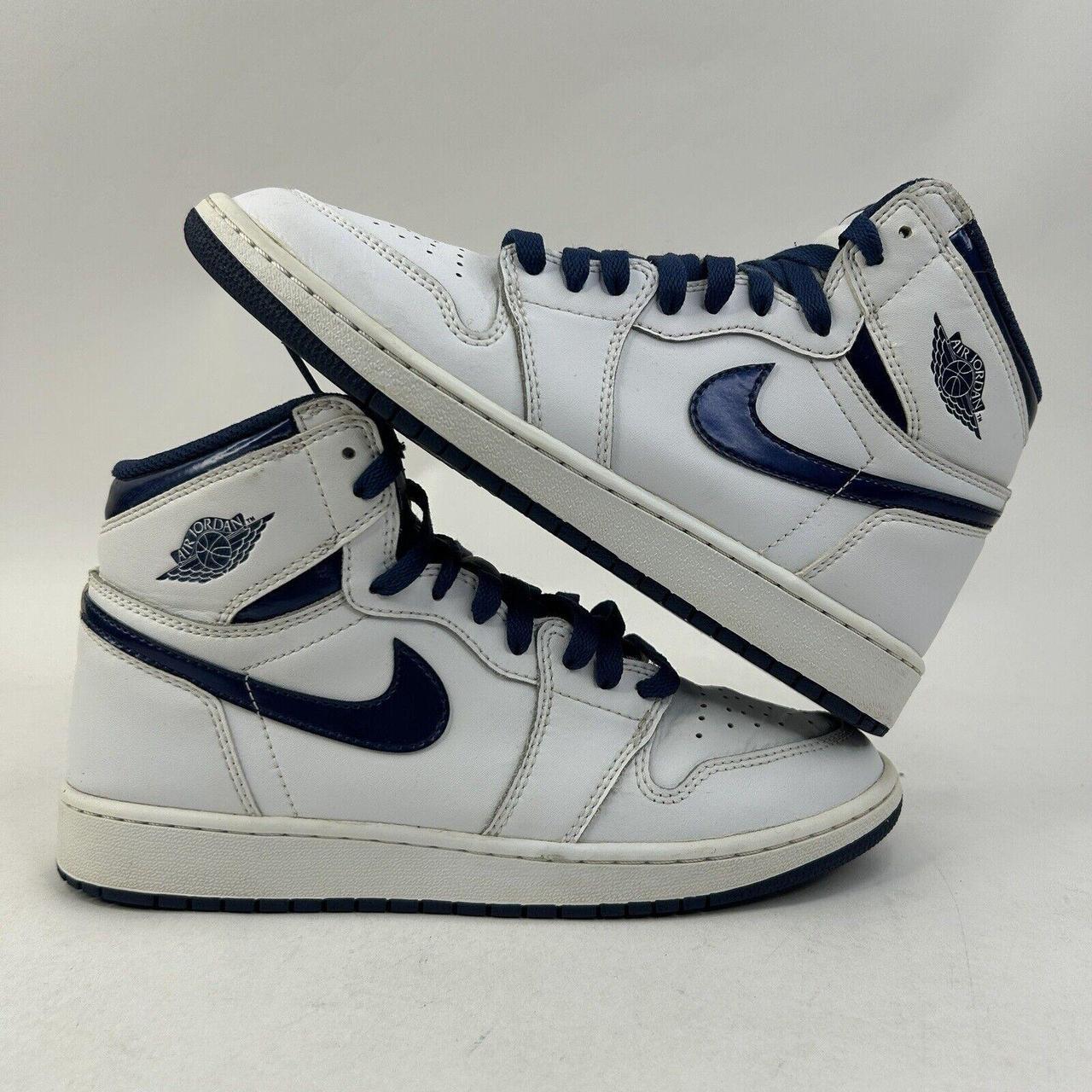 Nike Shoes Air Jordan 1 High OG GS Navy Metallic Depop