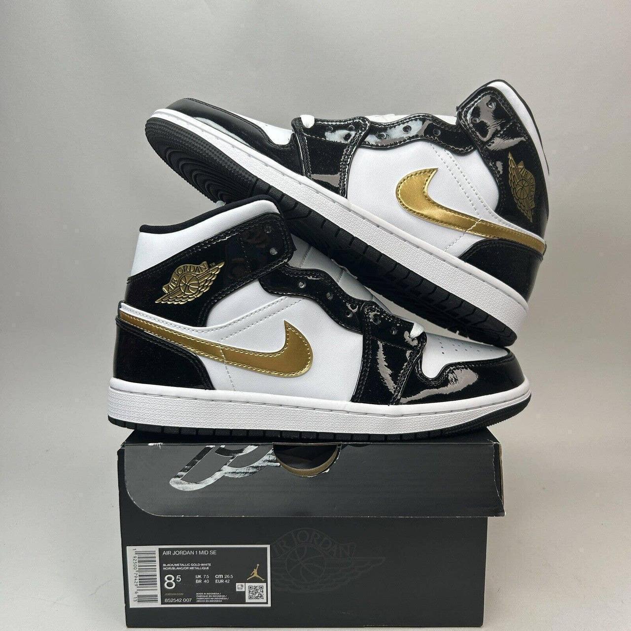 Nike Air Jordan 1 Mid SE “Patent Black Metallic | Depop