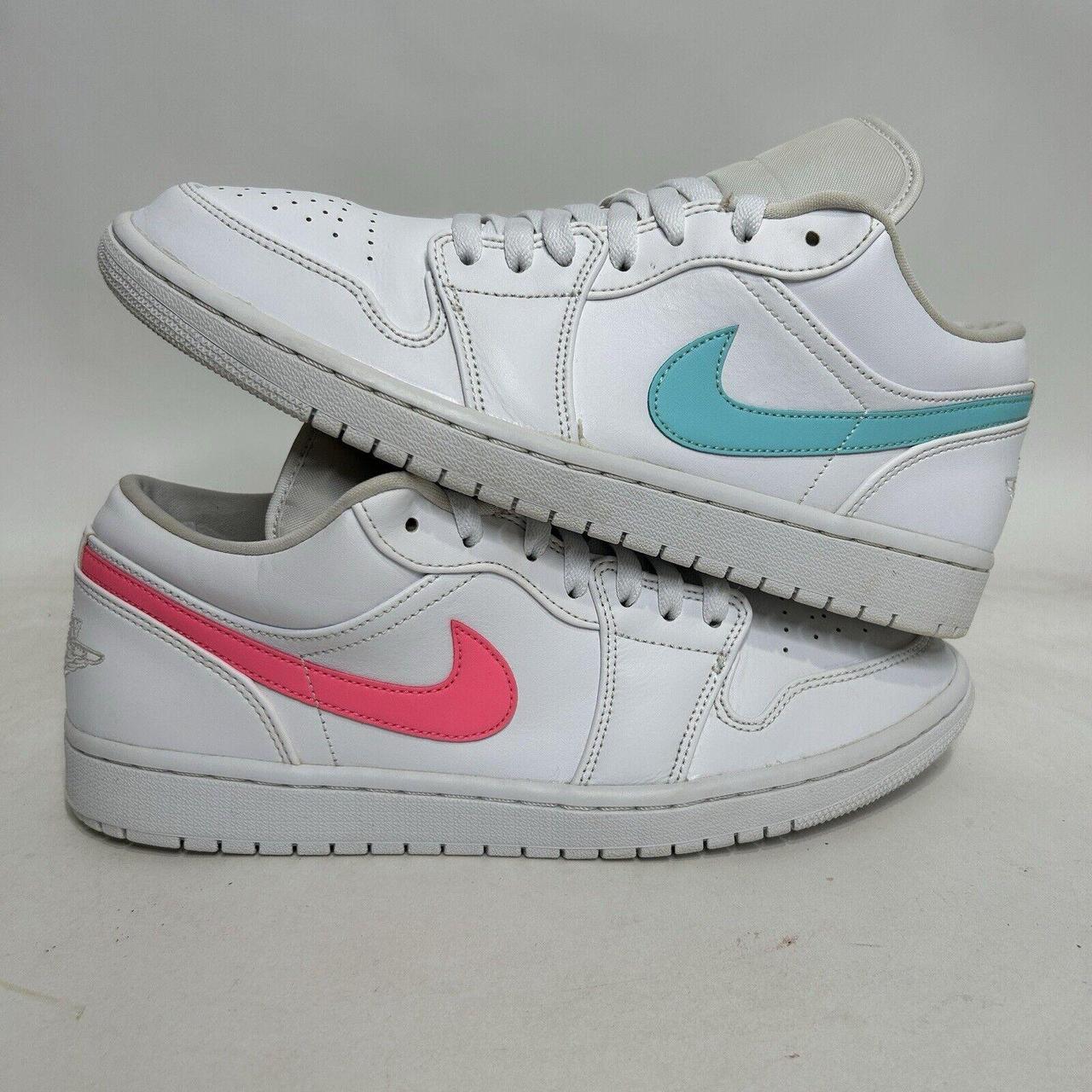 Shops white and neon nike shoes