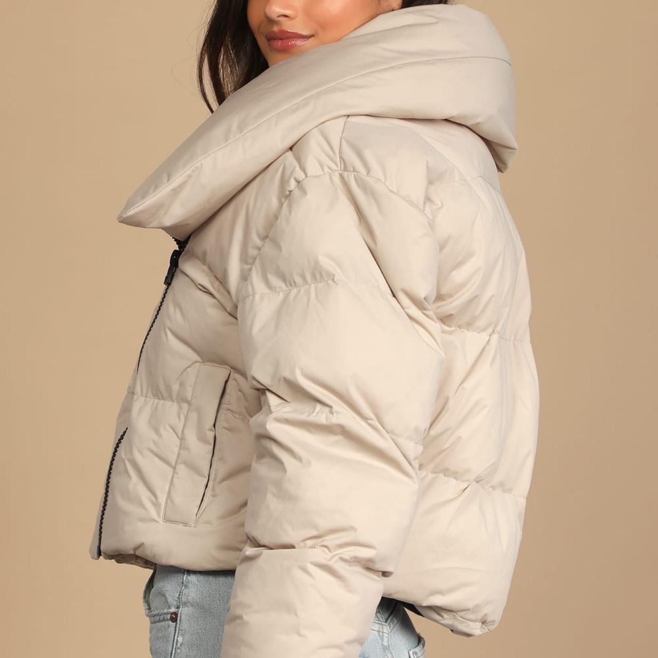 Winter Dreams Beige Quilted Cropped Puffer Jacket