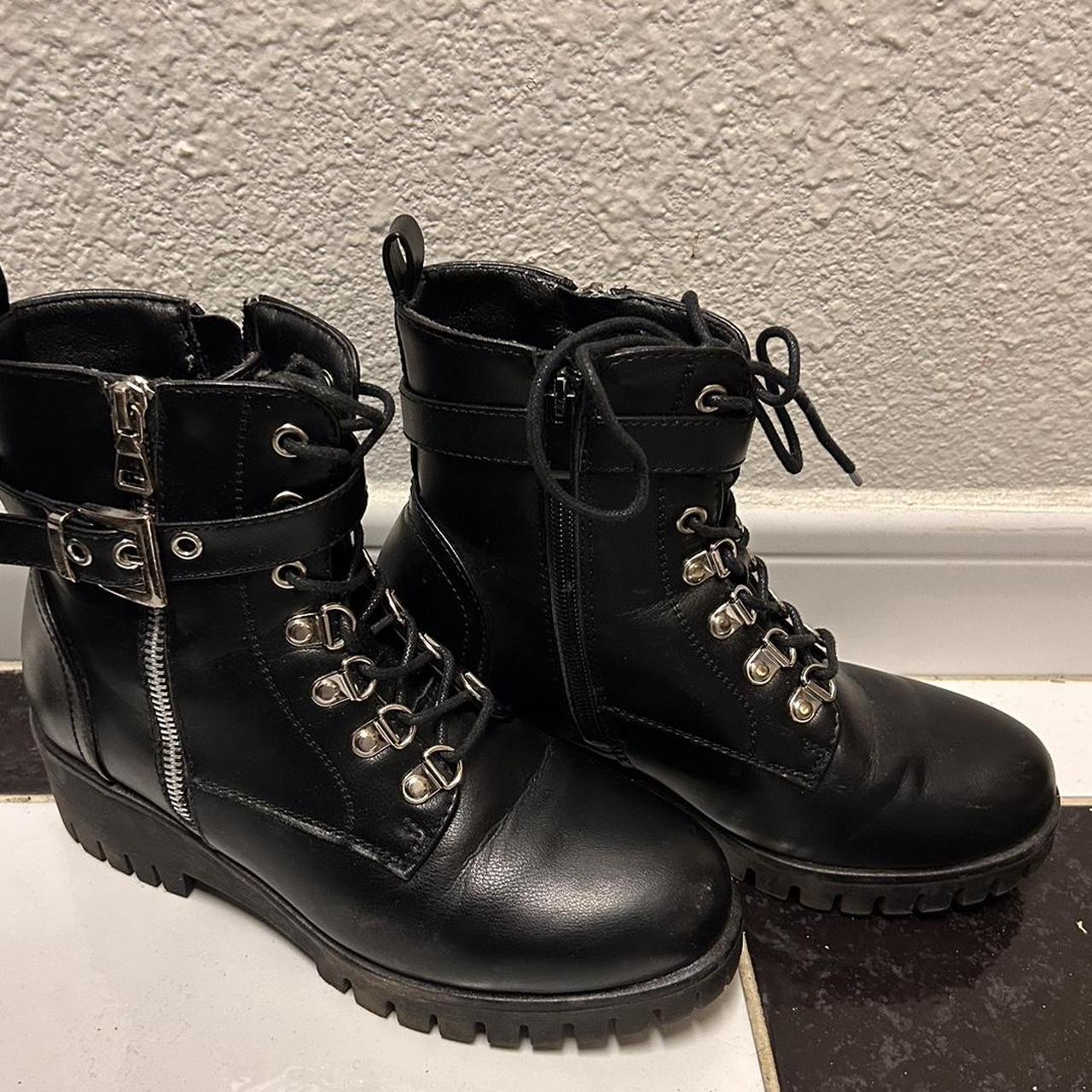 high top black combat boots
