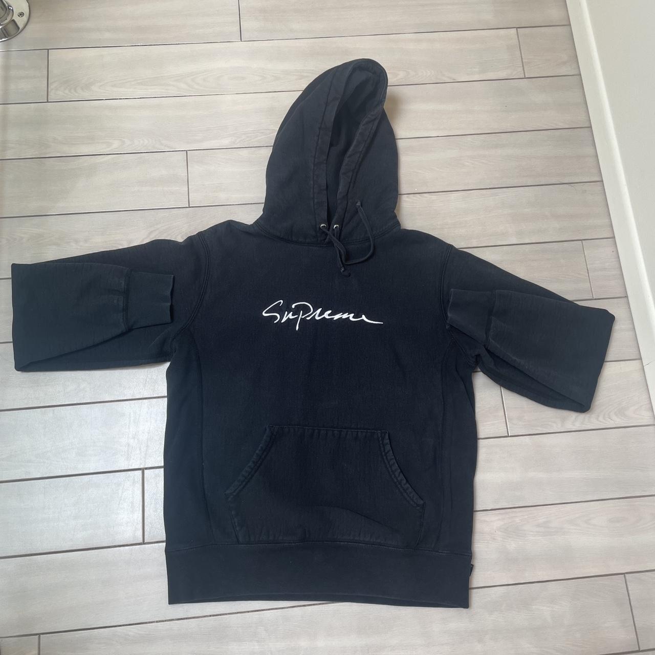 Supreme Script Hoodie. Used gently. Size S. - Depop