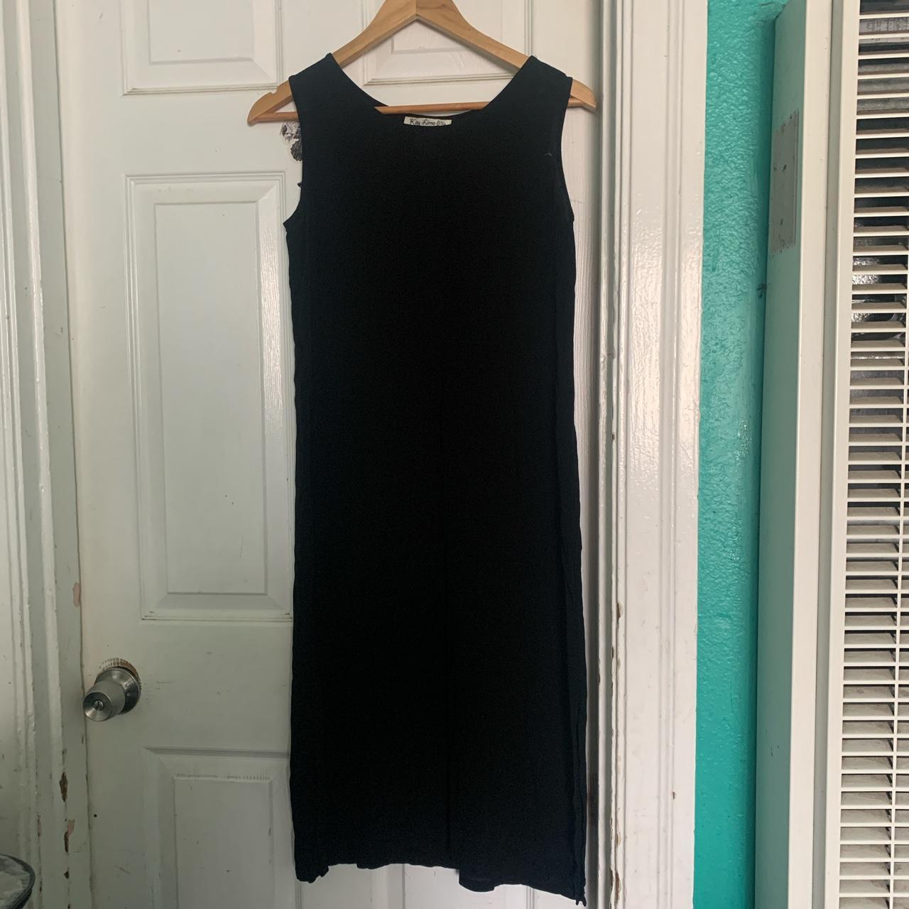 Black 90s boat neck solid dress - Depop