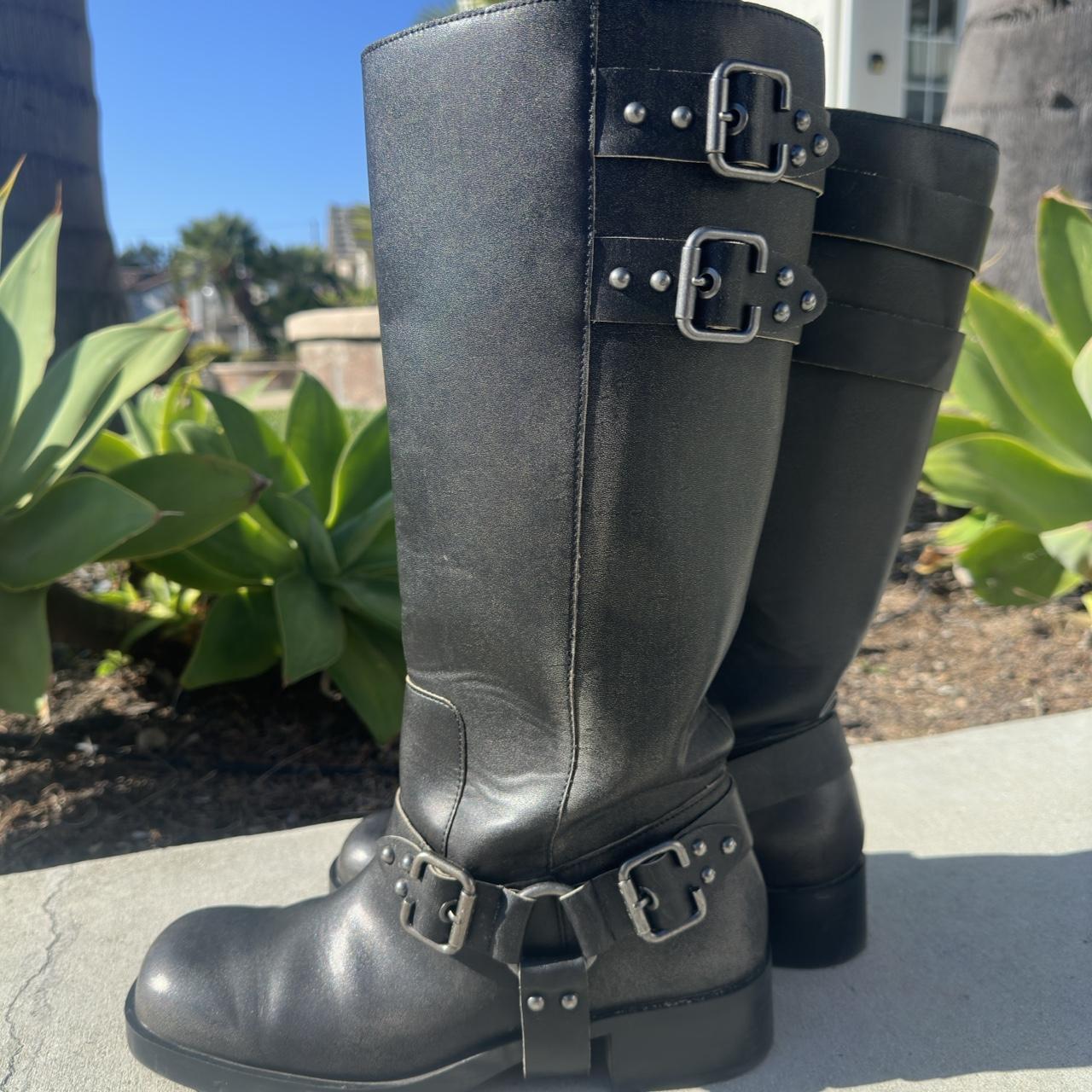 Stradivarius Buckle Motorcycle Boots Stradivarius Flat Distressed