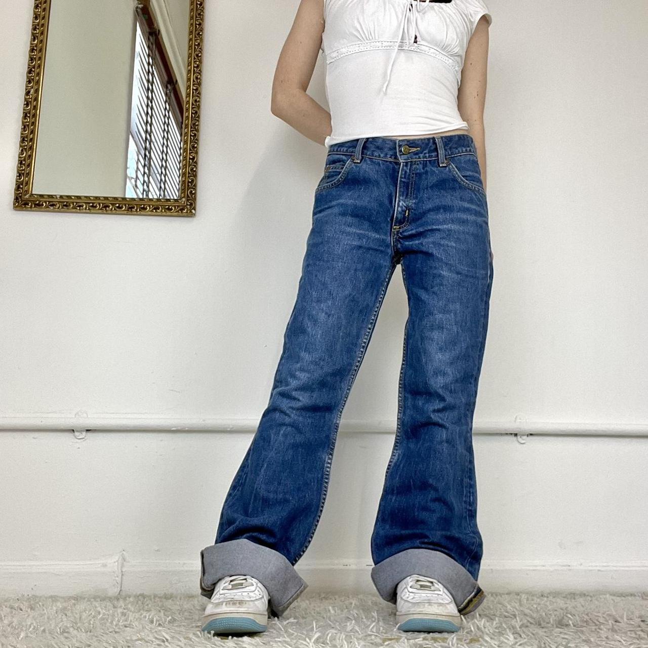 flared / baggy jeans by lee size waist 27, inside... Depop