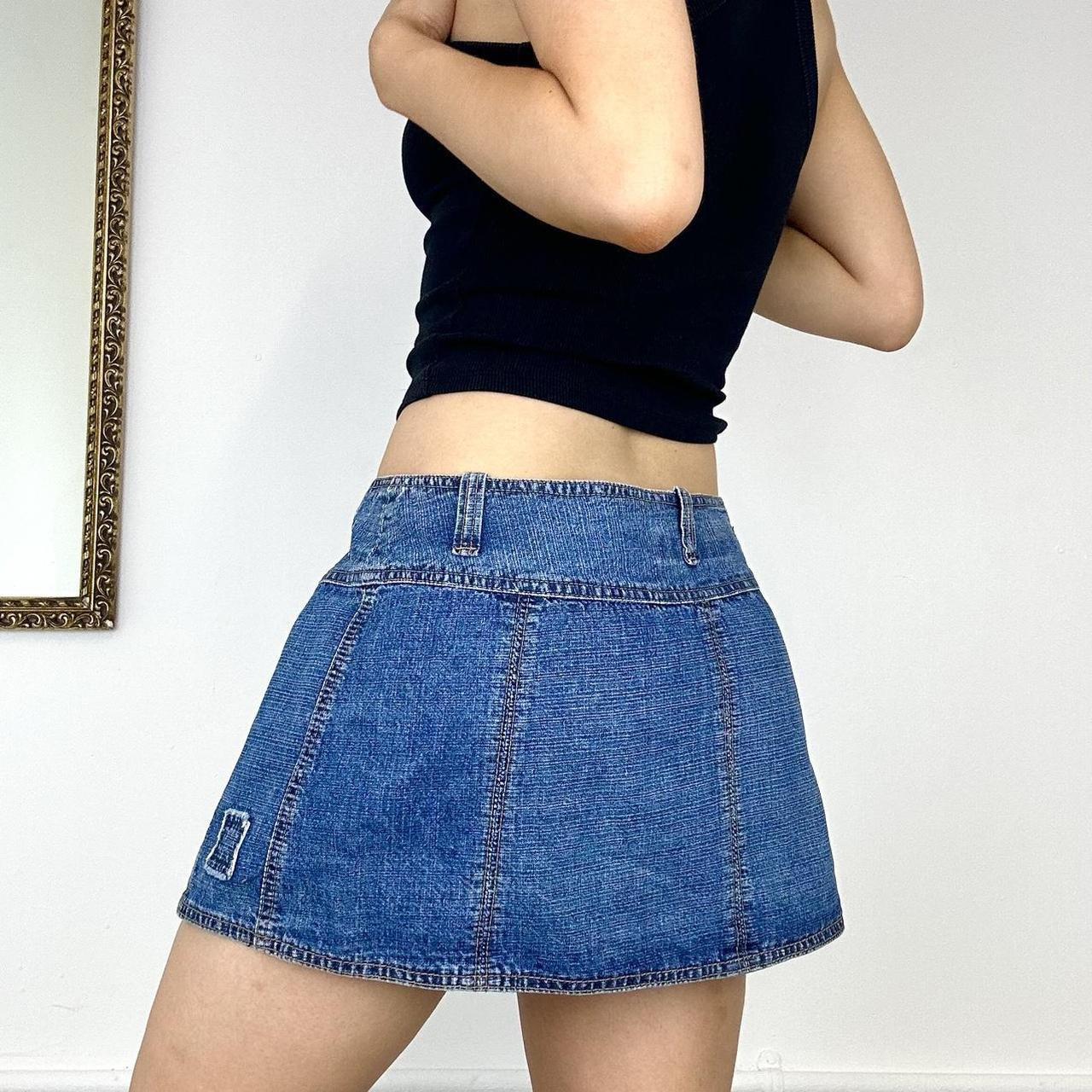 2000s denim mini skirt wrap around utility skirt... - Depop