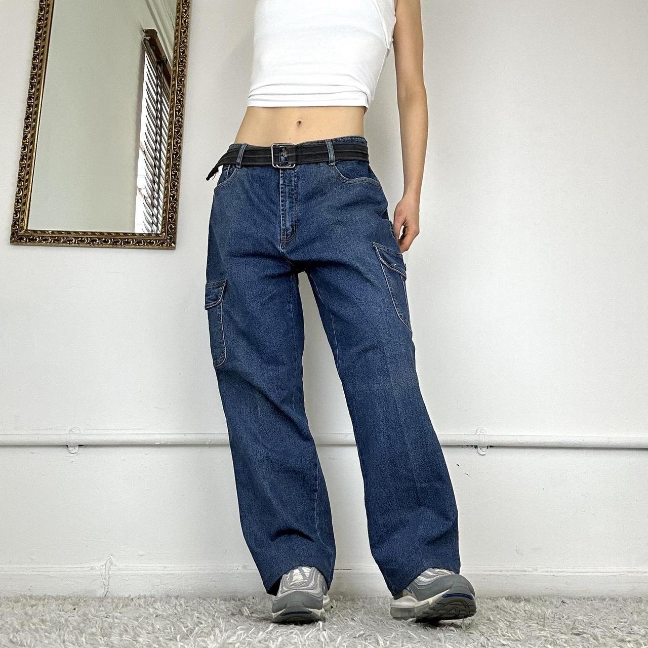 wide leg skate cargo jeans size: waist 35, inside... - Depop