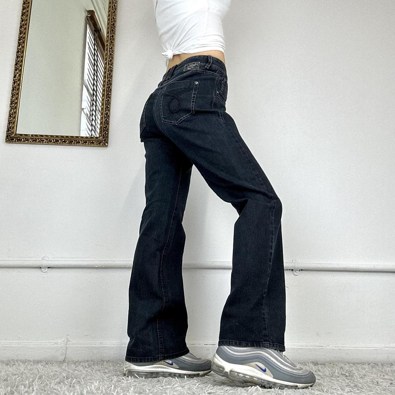 00’s flared cargo jeans love the dark blue denim!… - Depop