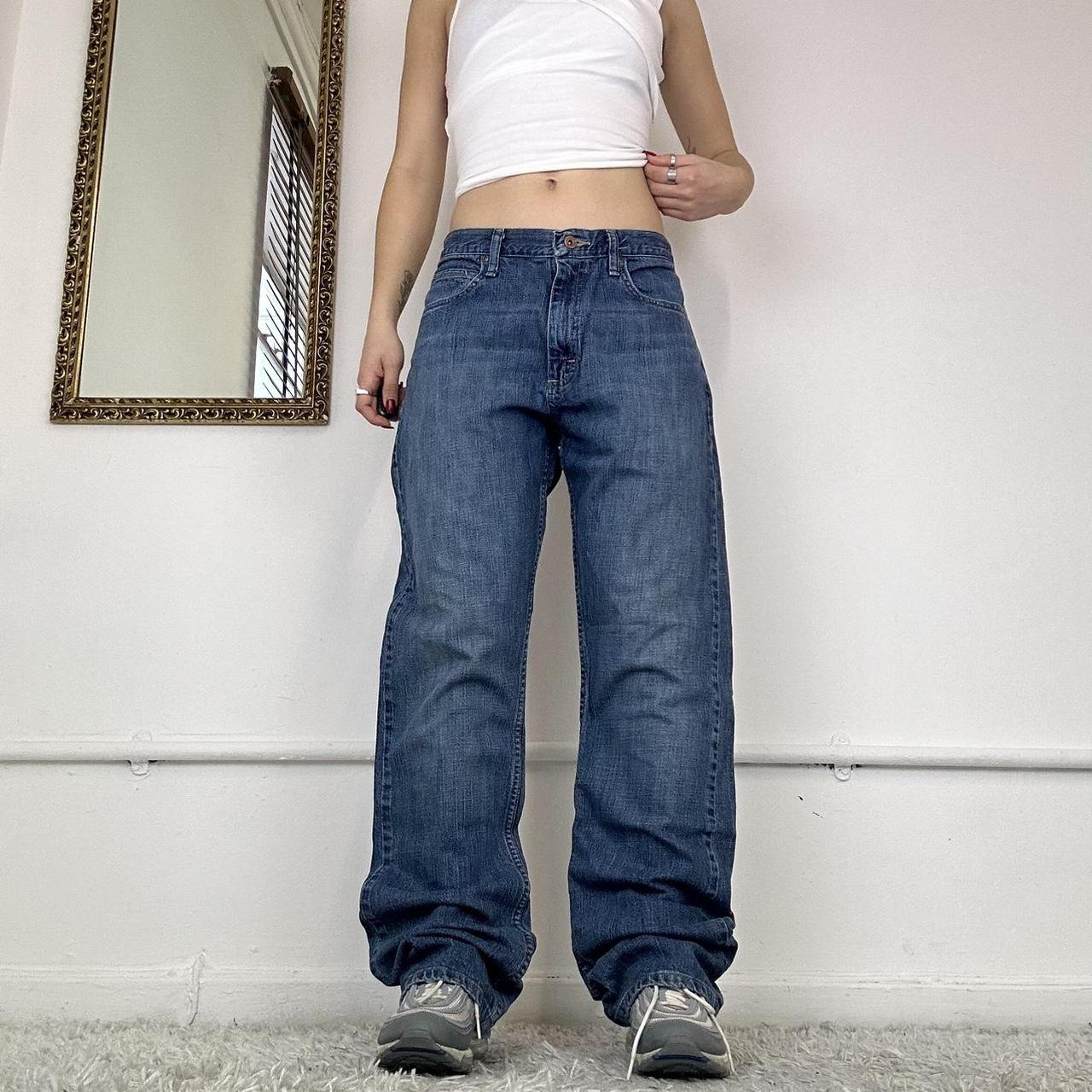 wide leg baggy jeans by wrangler size: waist 32,... - Depop