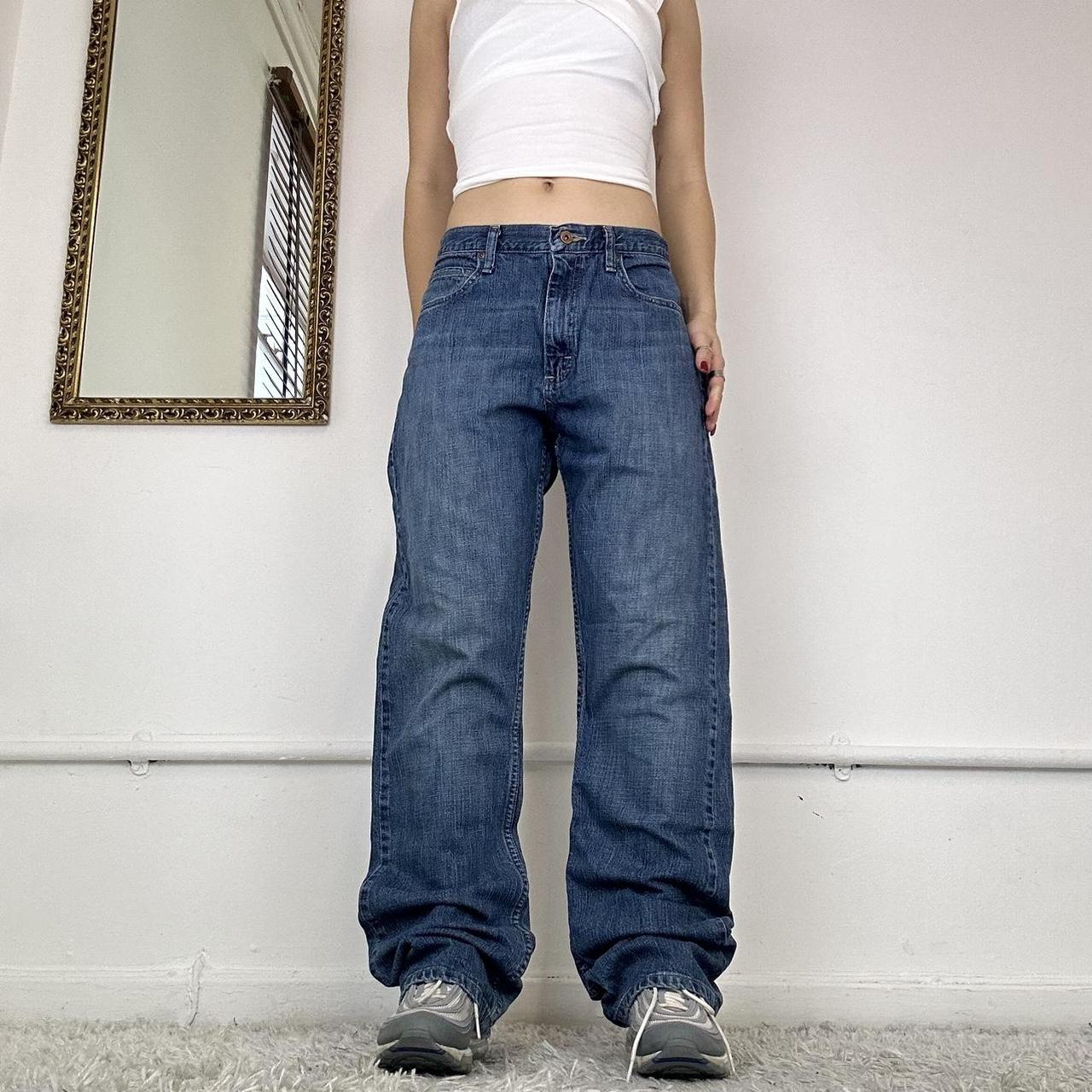 wide leg baggy jeans by wrangler size: waist 32,... - Depop