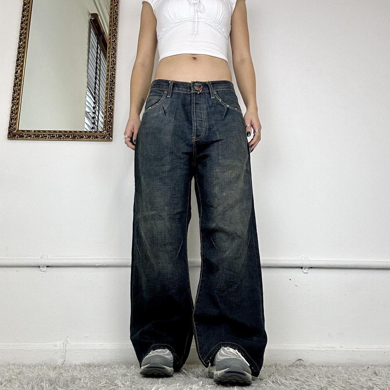 baggy wide leg 90s jeans cool denim wash size:... - Depop