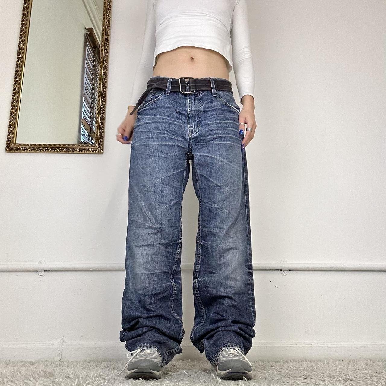 00’s wide leg jeans perfect baggy fit! size: waist... - Depop