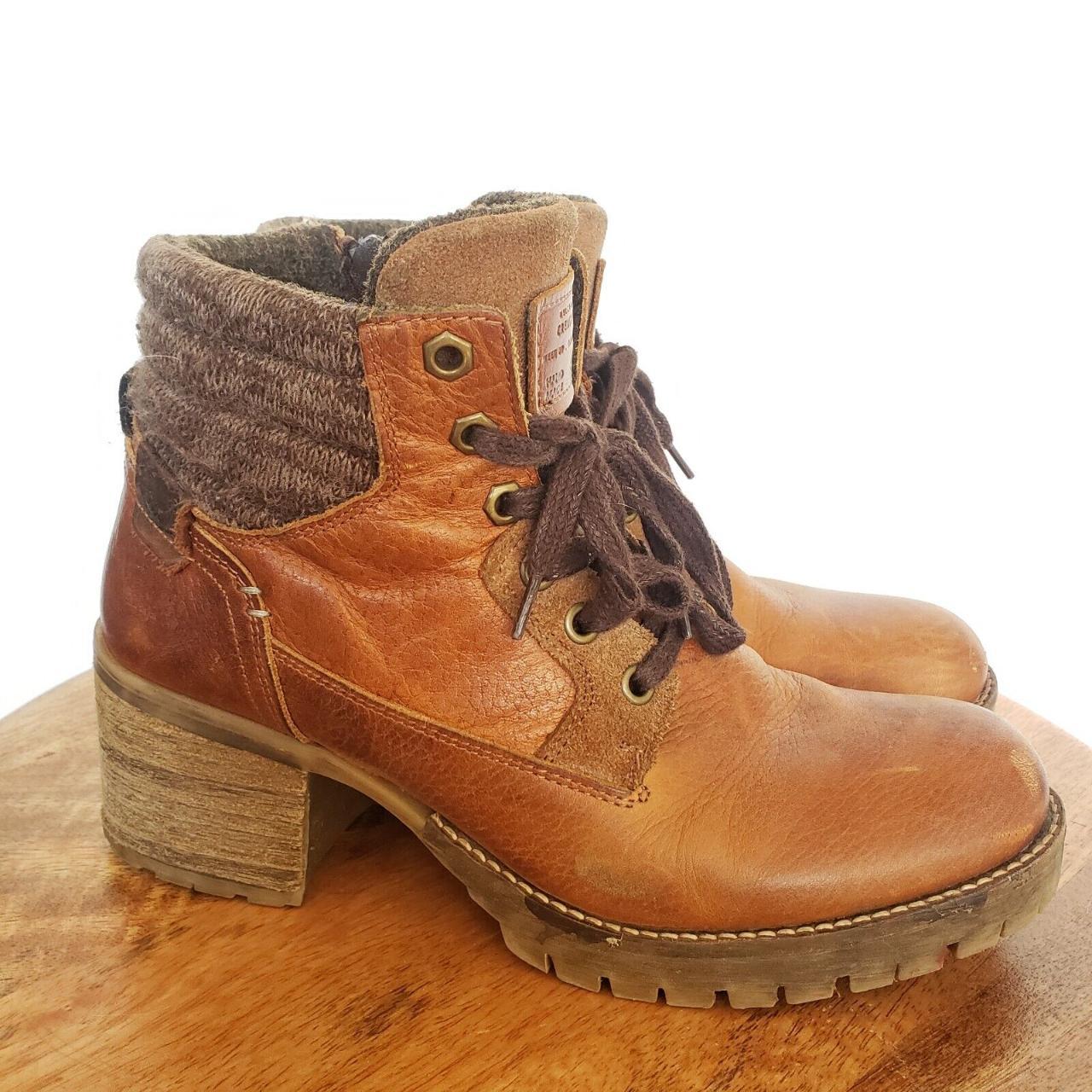 brown leather combat boots