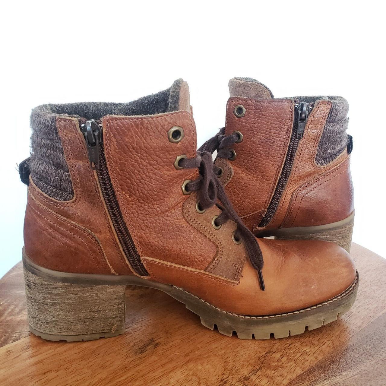 brown leather combat boots