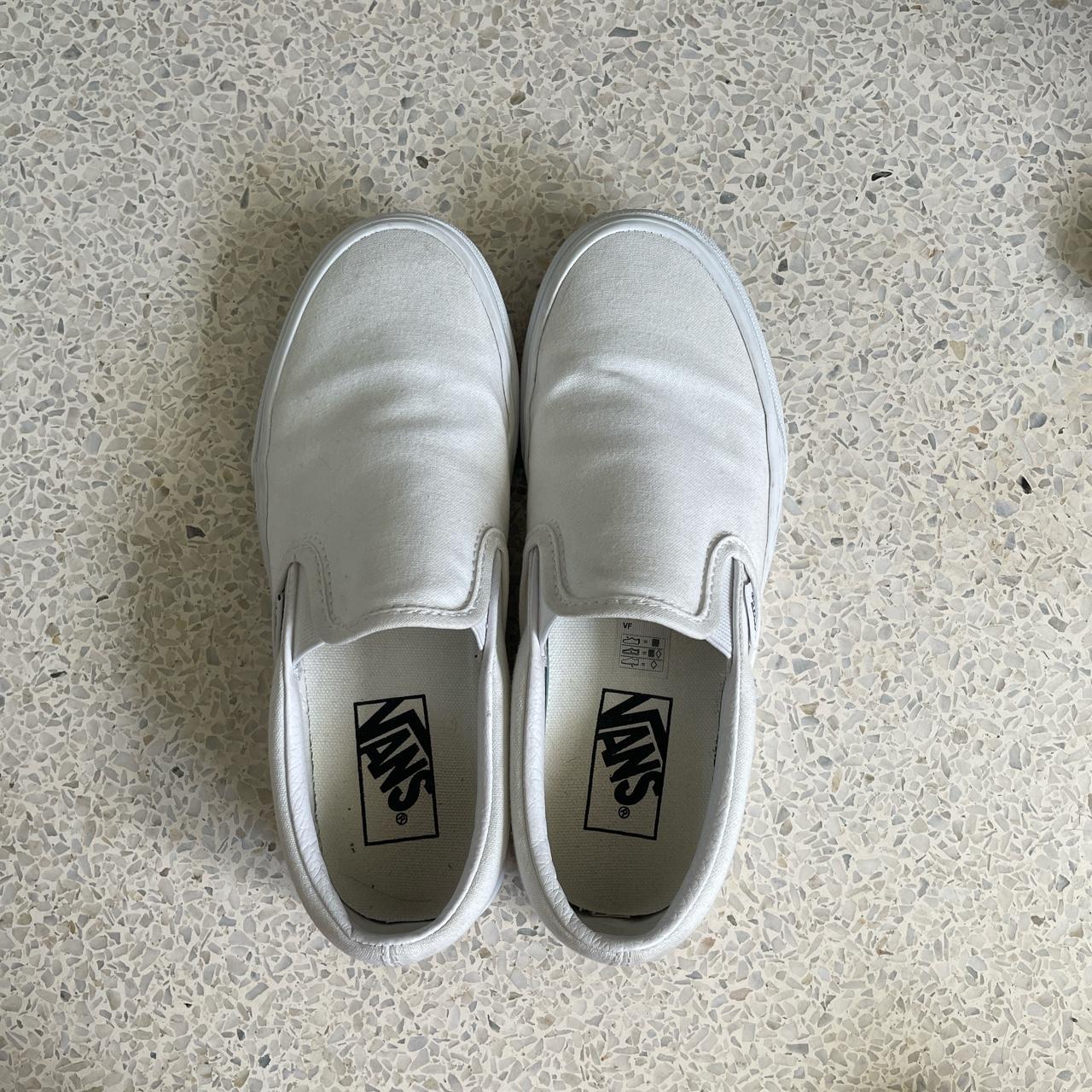 Womans size 6.5 white slip on vans Worn a handful... - Depop