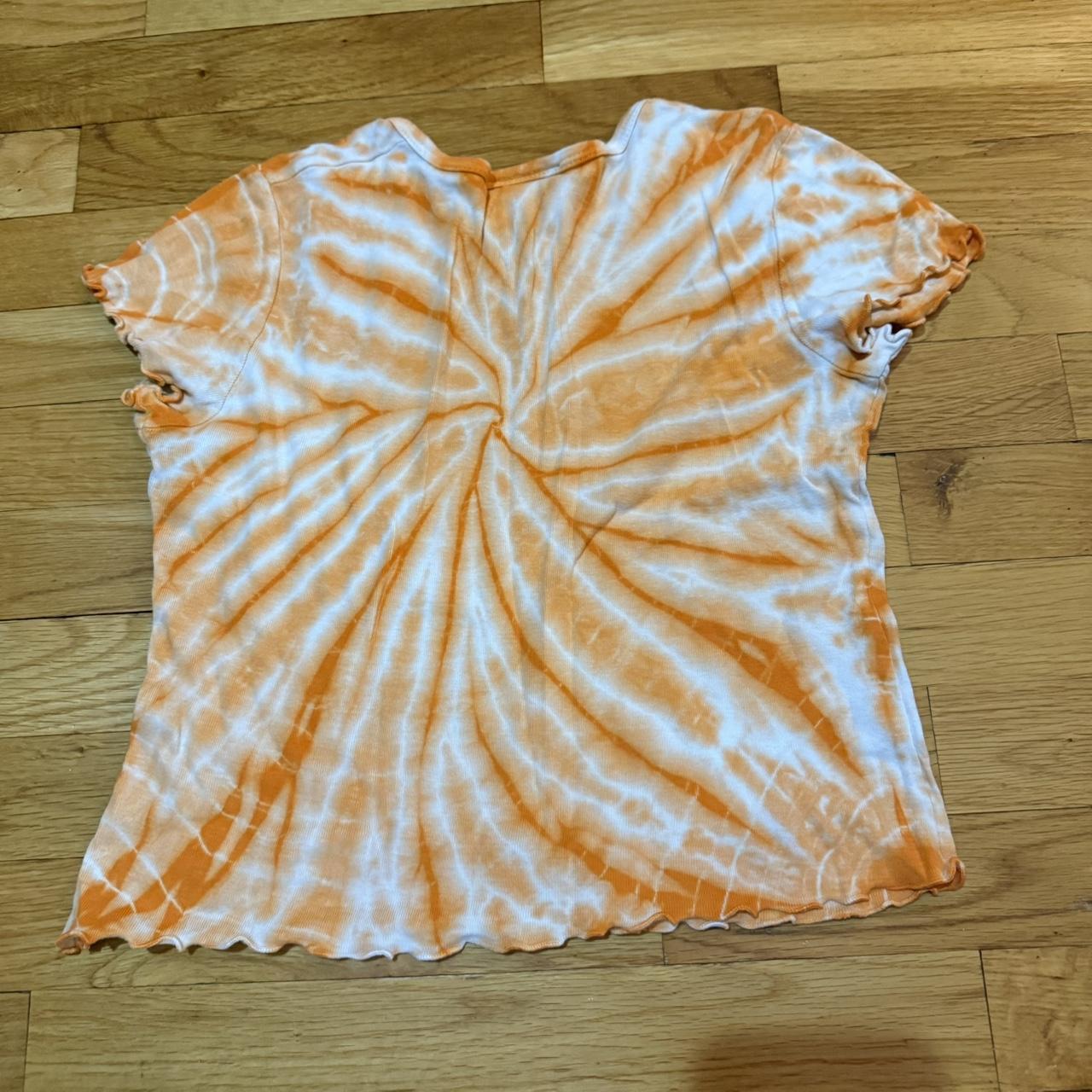 Orange and white tie-dye top #tie-dye Depop